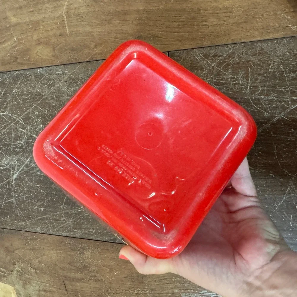 Vintage Retro Plastic Red White Cream SUGAR Canister‎